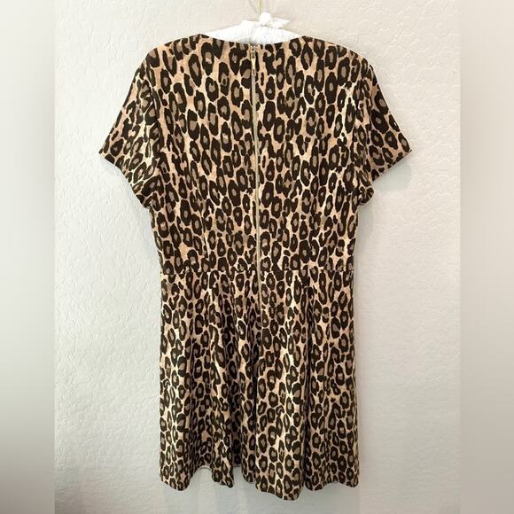 KATE SPADE Cheetah Print Fit & Flare Dress Animal Print Short Sleeve | Size XL - Picture 4 of 6